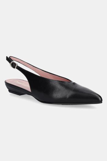 Kožené balerínky Pretty Ballerinas Kamala čierna farba, s otvorenou pätou, 52178_A