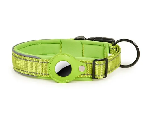PROTEMIO GLOWY PAW Reflexný obojok pre Apple AirTag VEĽKOSŤ: M - svetlozelený