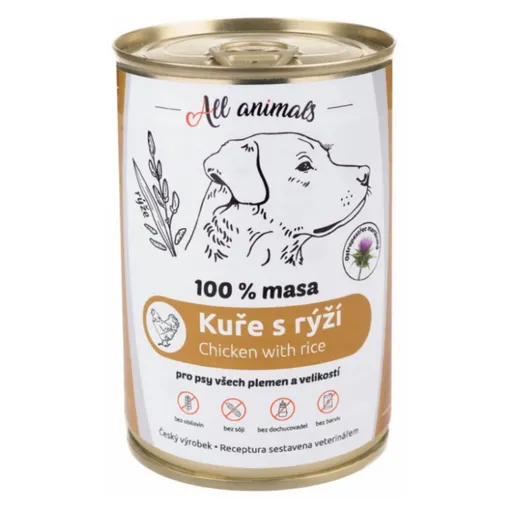 ALL ANIMALS konzerva kuracie mleté s ryžou pre psov 400 g