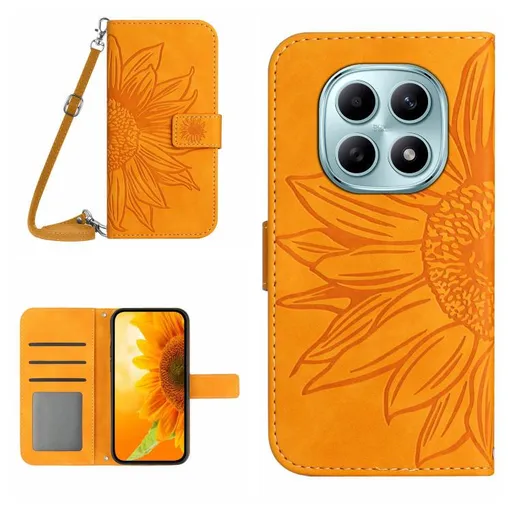 ART SUNFLOWER Peňaženkový obal so šnúrkou pre Xiaomi Redmi Note 15 Pro žltý