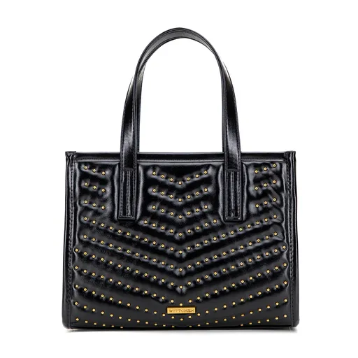 Dámsky kufrík s kovovými detailmi z ekokože – moderná elegancia do mesta aj do práce 101-4Y-426-1G