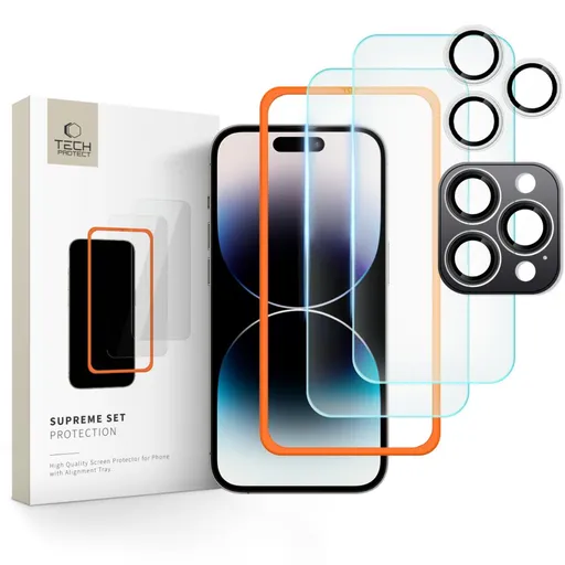 TECH-PROTECT SUPREME SET Sada ochranných skiel + inštalačný rám pre Apple iPhone 16 Pro
