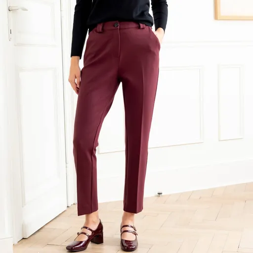 Jednofarebné cigaretové nohavice z úpletu Milano