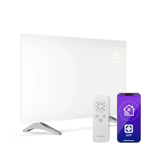 Klarstein Wonderglass infračervený panel | 720 W | 8 - 15 m² | Moderný sklenený dizajn | 120 cm x 68 cm