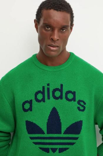 Sveter adidas Originals Knit Crewneck pánsky, zelená farba, JN5966