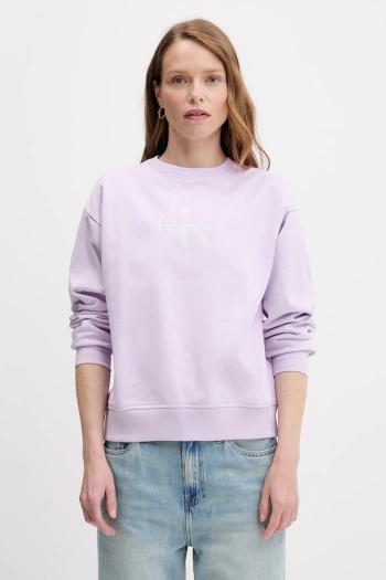 Mikina Calvin Klein Jeans fialová farba, s potlačou, LV047B234G