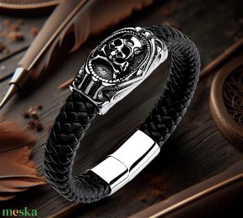 Motoros skull karkötő csuklópánt