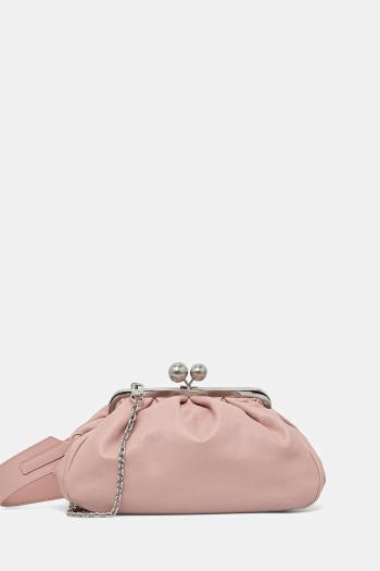 Kožená listová kabelka Weekend Max Mara CUBICO ružová farba, 2525516194600