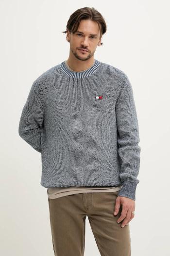 Bavlnený sveter Tommy Jeans pánsky, tmavomodrá farba, tenký, DM0DM20923