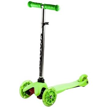 Koloběžka tříkolová MINI SCOOTER se svítícími kolečky, zelená (H-026-ZE)