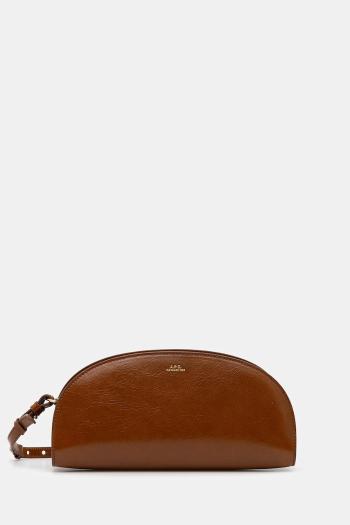 Kožená kabelka A.P.C. sac demi-lune shoulder hnedá farba, PXCCK.F61997