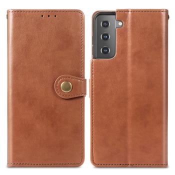 LEATHER BUCKLE Peňaženkový obal Samsung Galaxy S21 Plus 5G hnedý