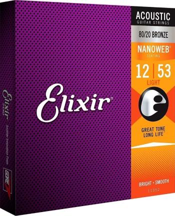 Elixir 11052 Nanoweb 12-53 Struny pre akustickú gitaru