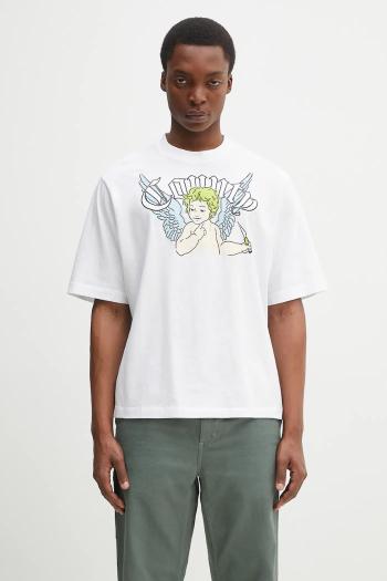 Bavlnené tričko Marcelo Burlon County Angel Boxy T-Shirt White Multicol pánske, biela farba, s potlačou, CMAA05AS25JER0020184