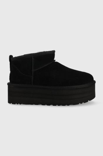 Semišové snehule UGG W Classic Ultra Mini Platform čierna farba 1135092.BLK