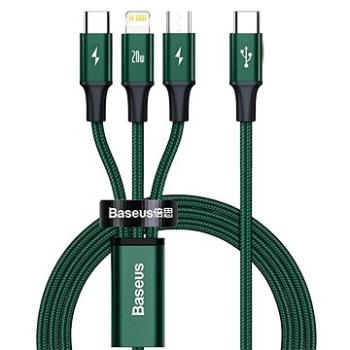 Baseus Rapid Series nabíjací/dátový kábel 3 v 1 USB-C (USB-C + Lightning + USB-C) PD 20 W 1,5 m, zel (CAMLT-SC06)