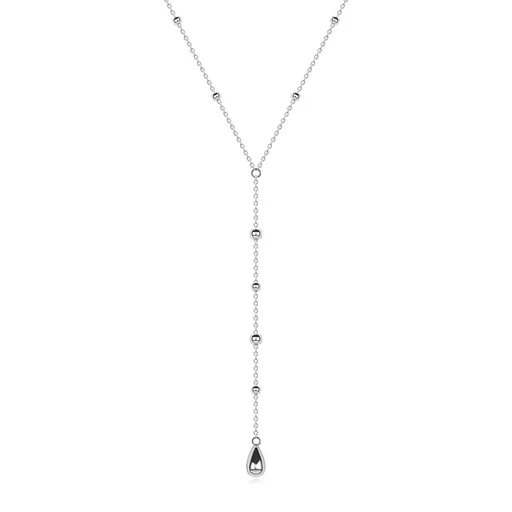 Strieborný náhrdelník 925 s guľôčkami a príveskom kvapky