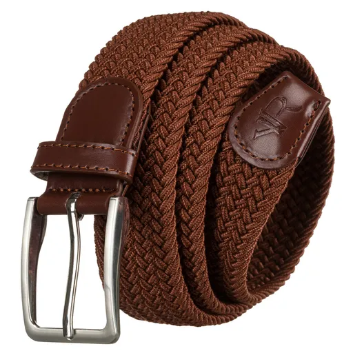 Svetlohnedý pletený opasok s kovovou prackou v striebornej farbe – Rovicky