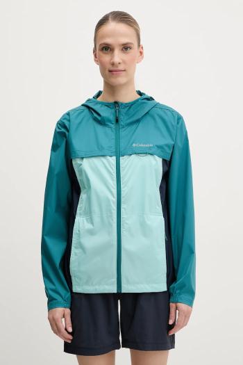 Turistická bunda Columbia Crested Canyon Windbreaker tyrkysová farba, 2116481