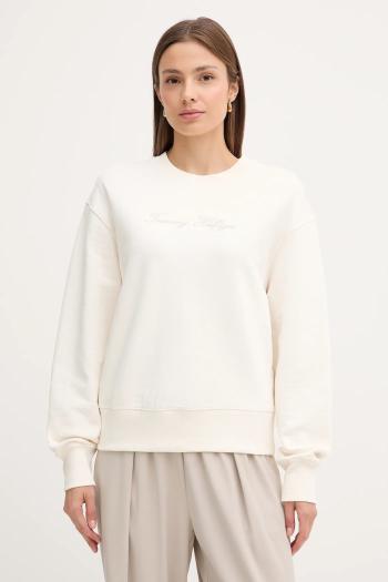 Mikina Tommy Hilfiger béžová farba, s nášivkou, WW0WW47159