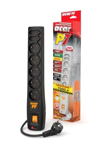 Rozvodný panel ACAR P7/3m 5+2x220V čierny+prep.ochr