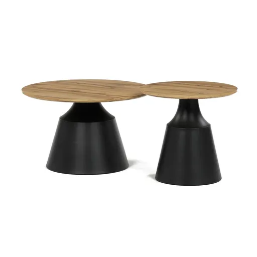 Súprava konferenčných stolíkov F4150 ART,remeselne spracovaný dub, 2 ks