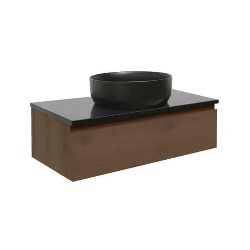 Kúpeľňová skrinka s technickým kameňom SAT B-Wa 99x30x45 cm matný orech BWAY100NUTTK