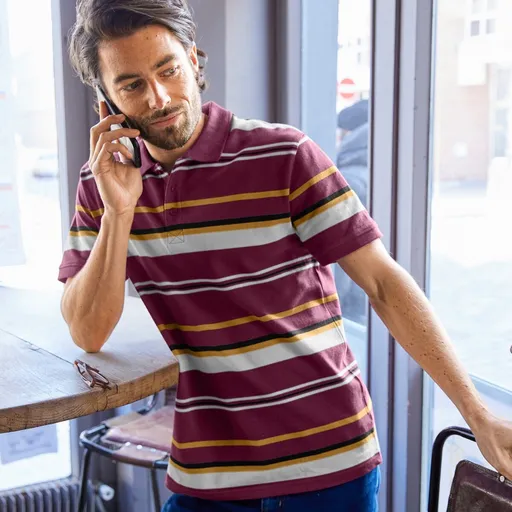 Prúžkované polo tričko s krátkymi rukávmi