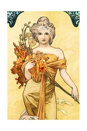 Reprodukcia maľovaná olejom home & lifestyle Wiosna, Alfons Mucha viac farieb
