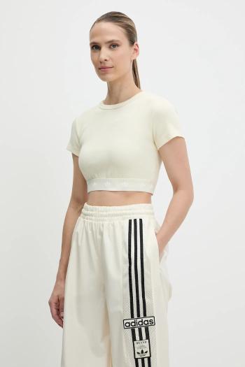 Tričko adidas Originals Rib SS Top dámske, béžová farba, JD0040