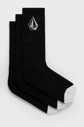 Ponožky Volcom (3-pack) pánske, čierna farba