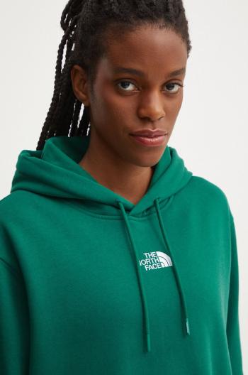 Mikina The North Face Essential Crop Hoodie dámska, zelená farba, s kapucňou, jednofarebná, NF0A89EXNL11