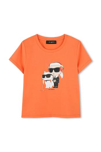 Detské bavlnené tričko Karl Lagerfeld oranžová farba, Z30492