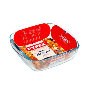 ŠTVORCOVÝ PLECH NA PEČENIE. PYREX 2,2L, 25X22X7CM, SKLO