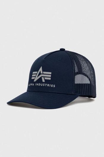 Bavlnená čiapka Alpha Industries 186902.07-RepBlue, tmavomodrá farba, s potlačou