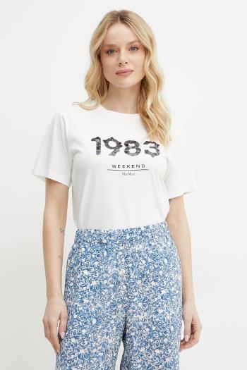 Bavlnené tričko Weekend Max Mara dámske, biela farba, 2515971041600