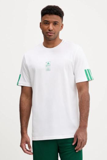 Bavlnené tričko adidas Stadium Ticket Loose Graphic T-Shirt pánske, biela farba, s potlačou, JM6473