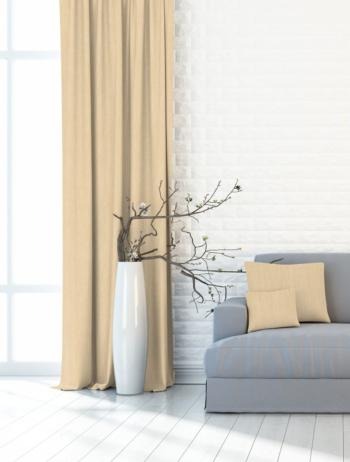 Záves dekoračný alebo látka, Blackout žíhaný, svetlý okr, 150 cm 150 cm