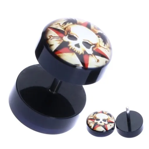 Falošný plug s akrylovými valčekmi - lebka s kosťami a hviezdou