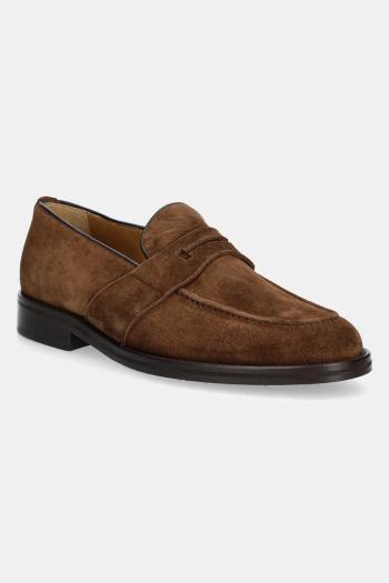 Semišové mokasíny Hackett London COLLIN HALL pánske, hnedá farba, HMS21468