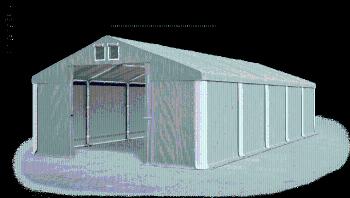 Garážový stan 4x6x2m strecha PVC 560g/m2 boky PVC 500g/m2 konštrukcia ZIMA PLUS Šedá Šedá Biela