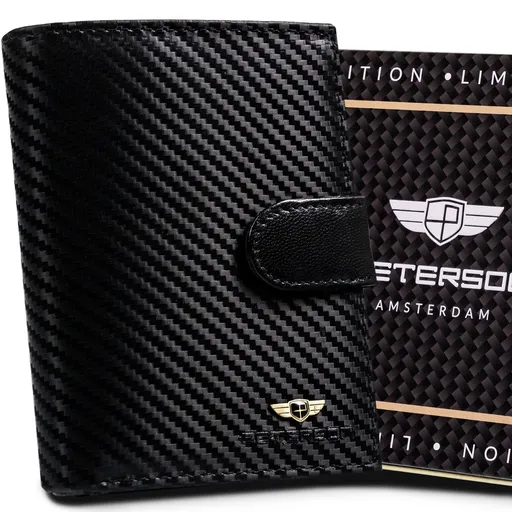 Karbónová, kožená pánska peňaženka na karty - Peterson