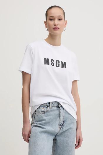 Bavlnené tričko MSGM dámske, biela farba, 3841MDM92.257002