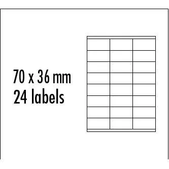 Logo etikety 70mm x 36mm, A4, matné, červené, 24 etikety, balené po 10 ks, pre inkoustové a laserové tlačiarne