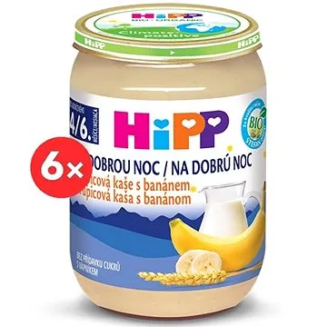 HiPP BIO Kaša na dobrú noc krupicová s banánom - 6× 190 g (4062300286672)