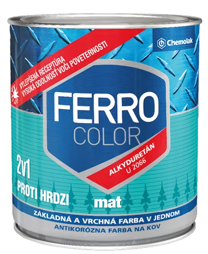 FERRO COLOR U 2066 MAT - Matná antikorózna farba 2v1 1999 - čierna 0,75 L