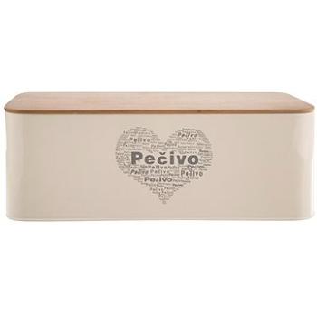 Chlebník plech/drevo 42 × 22,5 × 16 cm PEČIVO SRDCE (127505)