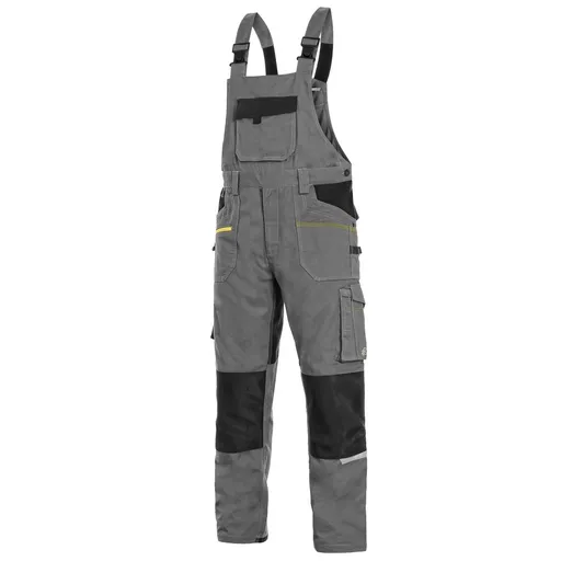Canis (CXS) Zimné montérkové nohavice s náprsenkou CXS STRETCH - Šedá / čierna | 44-46