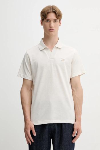 Polo tričko Tommy Jeans pánske, béžová farba, jednofarebné, DM0DM21657