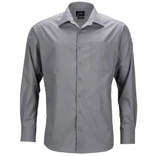 James & Nicholson (Daiber) Pánska košeľa s dlhým rukávom JN642 - Oceľová | 2XL
